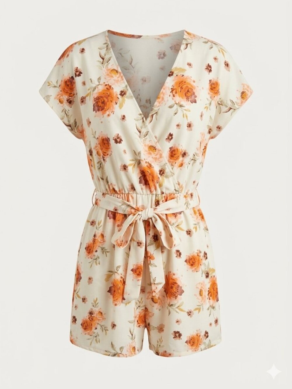 Cosmic Beauty Floral Surplice Romper Plus 2X